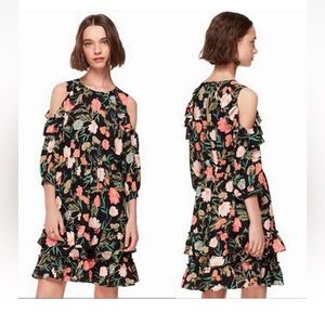 Kate Spade Blossom Cold Shoulder Ruffle Dress, 6‎